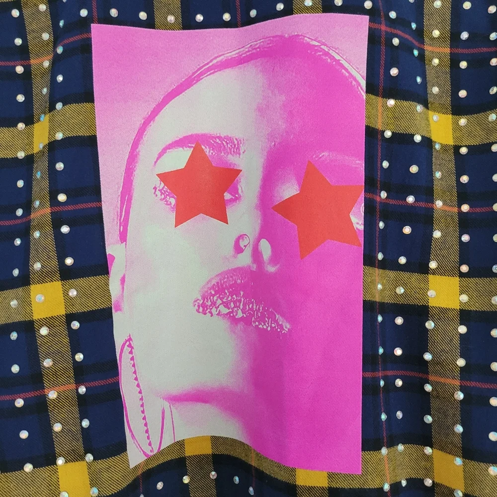 NWT Frankie B Rhinestone Jacket Plaid Flannel LA Streetwear RODEO FESTIVAL Rare